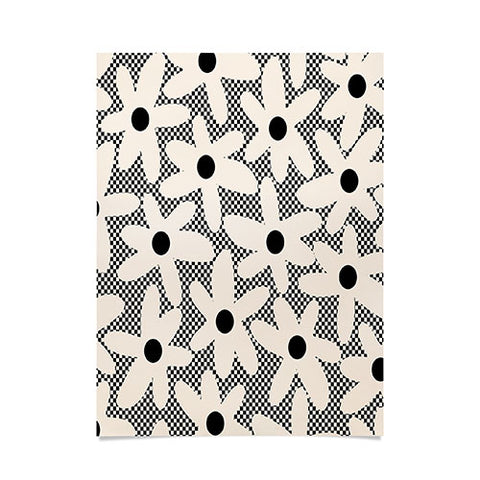Kierkegaard Design Studio Daisy Time Retro Floral Checks Poster