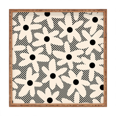 Kierkegaard Design Studio Daisy Time Retro Floral Checks Square Tray