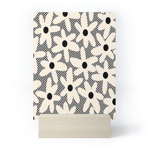Kierkegaard Design Studio Daisy Time Retro Floral Checks Mini Art Print