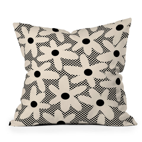 Kierkegaard Design Studio Daisy Time Retro Floral Checks Throw Pillow