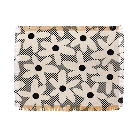 Kierkegaard Design Studio Daisy Time Retro Floral Checks Throw Blanket