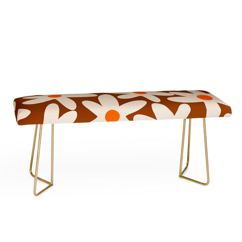 Kierkegaard Design Studio Daisy Time Retro Floral Pattern Bench