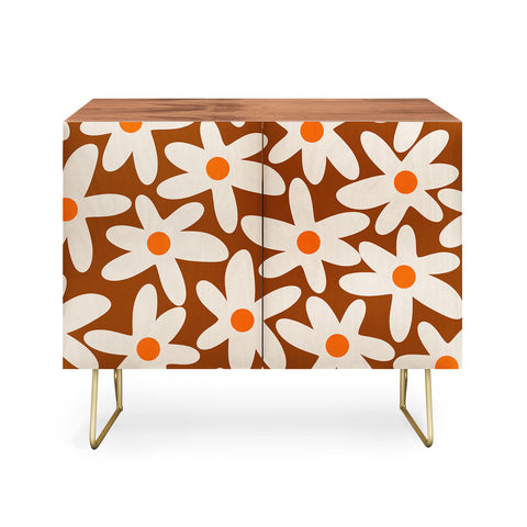Kierkegaard Design Studio Daisy Time Retro Floral Pattern Credenza