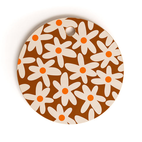 Kierkegaard Design Studio Daisy Time Retro Floral Pattern Cutting Board Round