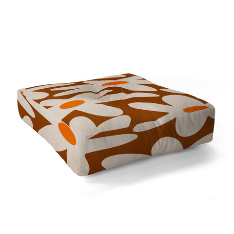 Kierkegaard Design Studio Daisy Time Retro Floral Pattern Floor Pillow Square