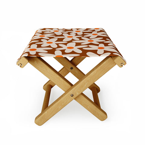 Kierkegaard Design Studio Daisy Time Retro Floral Pattern Folding Stool