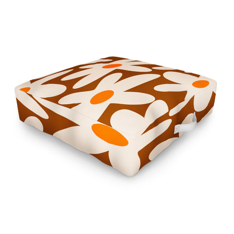 Kierkegaard Design Studio Daisy Time Retro Floral Pattern Outdoor Floor Cushion