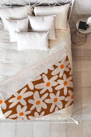 Kierkegaard Design Studio Daisy Time Retro Floral Pattern Fleece Throw Blanket