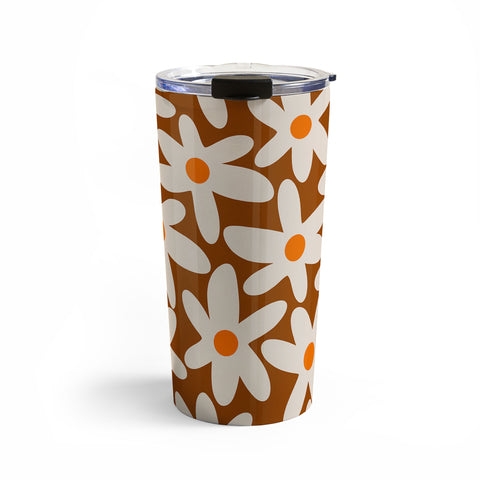 Kierkegaard Design Studio Daisy Time Retro Floral Pattern Travel Mug