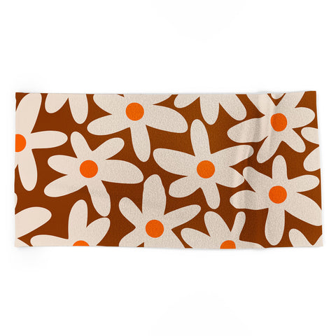 Kierkegaard Design Studio Daisy Time Retro Floral Pattern Beach Towel