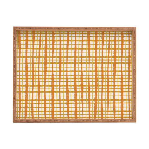 Kierkegaard Design Studio Hygge Retro Stripe Painted Plaid Rectangular Tray
