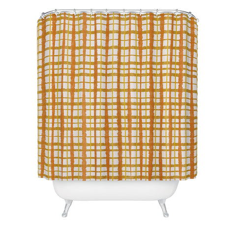 Kierkegaard Design Studio Hygge Retro Stripe Painted Plaid Shower Curtain