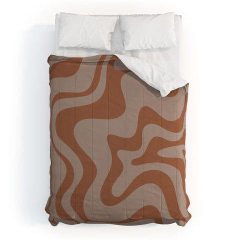Kierkegaard Design Studio Liquid Swirl Abstract Pattern Taupe Clay Comforter