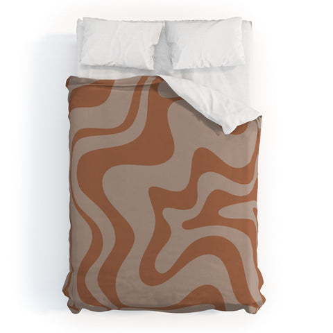 Kierkegaard Design Studio Liquid Swirl Abstract Pattern Taupe Clay Duvet Cover