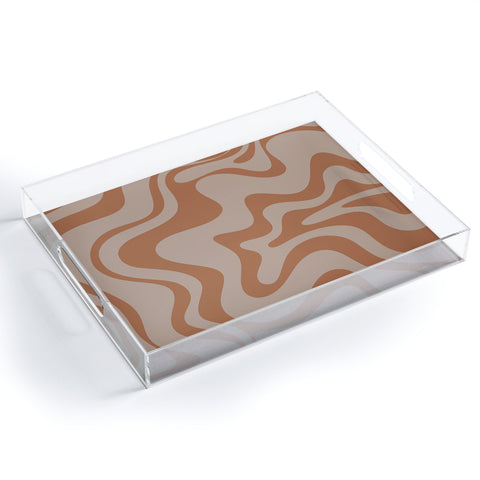 Kierkegaard Design Studio Liquid Swirl Abstract Pattern Taupe Clay Acrylic Tray
