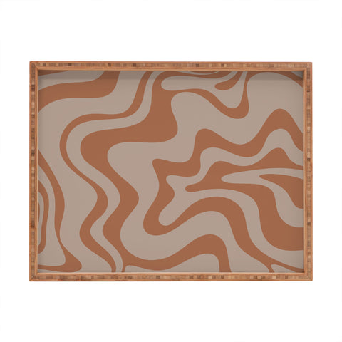 Kierkegaard Design Studio Liquid Swirl Abstract Pattern Taupe Clay Rectangular Tray