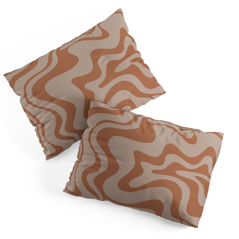 Kierkegaard Design Studio Liquid Swirl Abstract Pattern Taupe Clay Pillow Shams