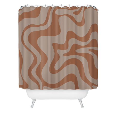 Kierkegaard Design Studio Liquid Swirl Abstract Pattern Taupe Clay Shower Curtain