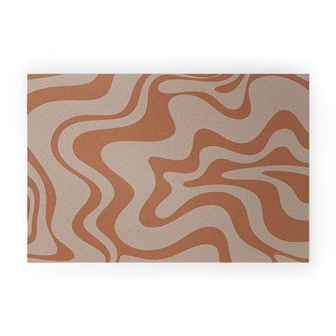 Kierkegaard Design Studio Liquid Swirl Abstract Pattern Taupe Clay Welcome Mat