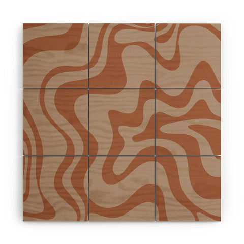 Kierkegaard Design Studio Liquid Swirl Abstract Pattern Taupe Clay Wood Wall Mural