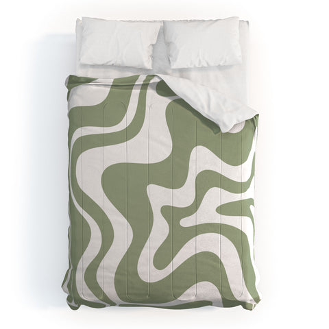 Kierkegaard Design Studio Liquid Swirl Abstract Sage Comforter
