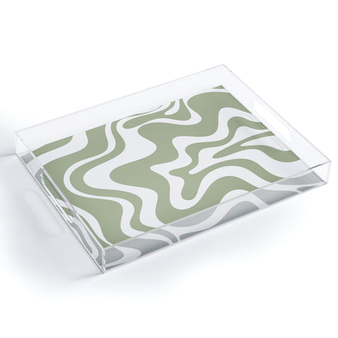 Kierkegaard Design Studio Liquid Swirl Abstract Sage Acrylic Tray