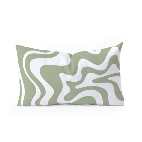 Kierkegaard Design Studio Liquid Swirl Abstract Sage Oblong Throw Pillow