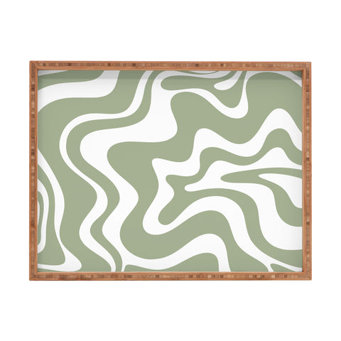 Kierkegaard Design Studio Liquid Swirl Abstract Sage Rectangular Tray