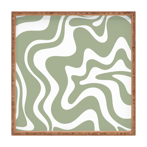 Kierkegaard Design Studio Liquid Swirl Abstract Sage Square Tray