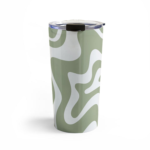 Kierkegaard Design Studio Liquid Swirl Abstract Sage Travel Mug