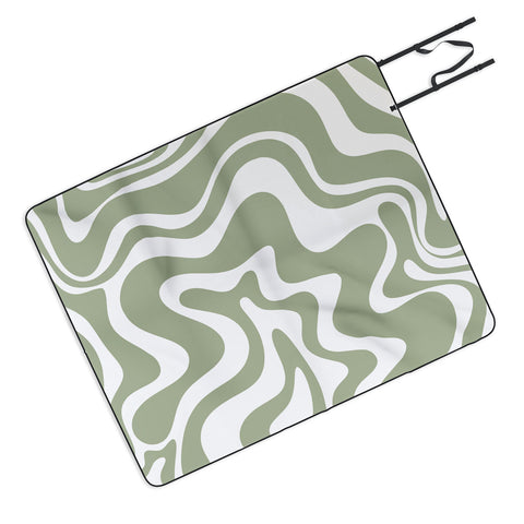 Kierkegaard Design Studio Liquid Swirl Abstract Sage Picnic Blanket