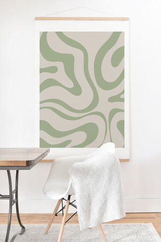 Kierkegaard Design Studio Liquid Swirl Almond and Sage Art Print And Hanger