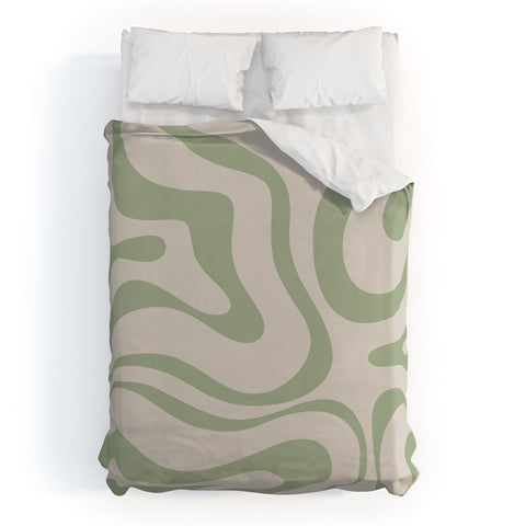Kierkegaard Design Studio Liquid Swirl Almond and Sage Duvet Cover