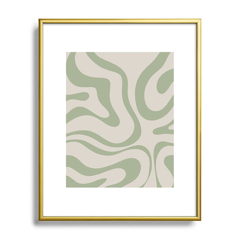 Kierkegaard Design Studio Liquid Swirl Almond and Sage Metal Framed Art Print