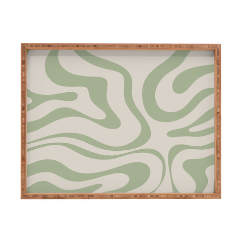 Kierkegaard Design Studio Liquid Swirl Almond and Sage Rectangular Tray
