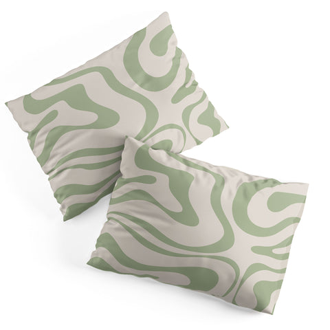 Kierkegaard Design Studio Liquid Swirl Almond and Sage Pillow Shams