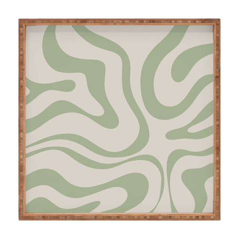 Kierkegaard Design Studio Liquid Swirl Almond and Sage Square Tray