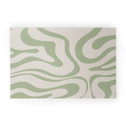 Kierkegaard Design Studio Liquid Swirl Almond and Sage Welcome Mat