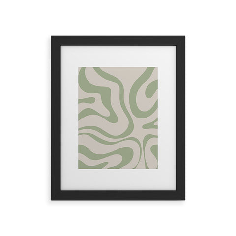 Kierkegaard Design Studio Liquid Swirl Almond and Sage Framed Art Print