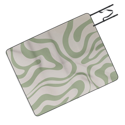 Kierkegaard Design Studio Liquid Swirl Almond and Sage Picnic Blanket