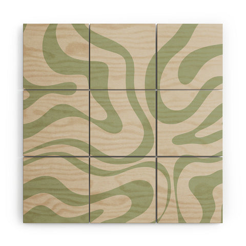 Kierkegaard Design Studio Liquid Swirl Almond and Sage Wood Wall Mural