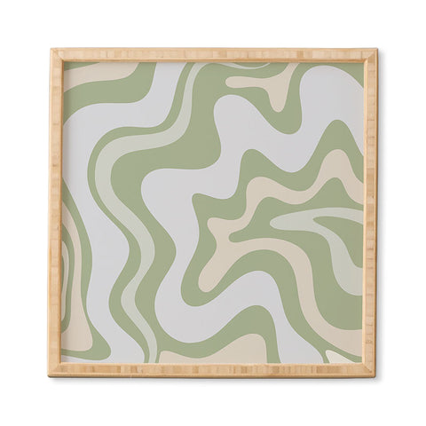 Kierkegaard Design Studio Liquid Swirl Contemporary Light Sage Framed Wall Art