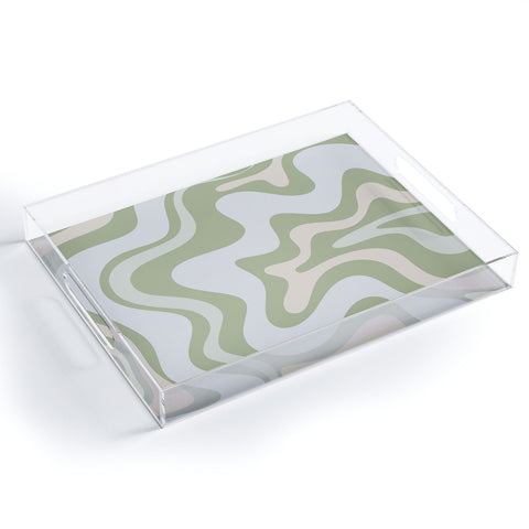Kierkegaard Design Studio Liquid Swirl Contemporary Light Sage Acrylic Tray