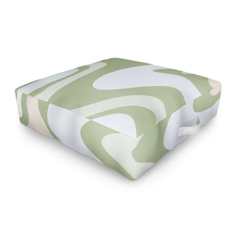Kierkegaard Design Studio Liquid Swirl Contemporary Light Sage Outdoor Floor Cushion