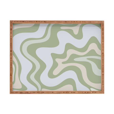 Kierkegaard Design Studio Liquid Swirl Contemporary Light Sage Rectangular Tray