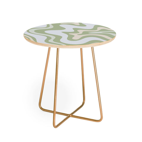 Kierkegaard Design Studio Liquid Swirl Contemporary Light Sage Round Side Table