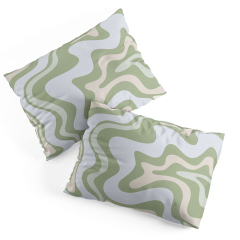 Kierkegaard Design Studio Liquid Swirl Contemporary Light Sage Pillow Shams