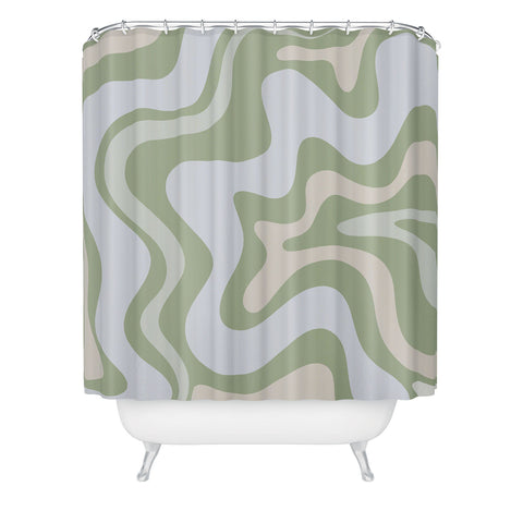 Kierkegaard Design Studio Liquid Swirl Contemporary Light Sage Shower Curtain
