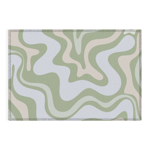 Kierkegaard Design Studio Liquid Swirl Contemporary Light Sage Outdoor Rug