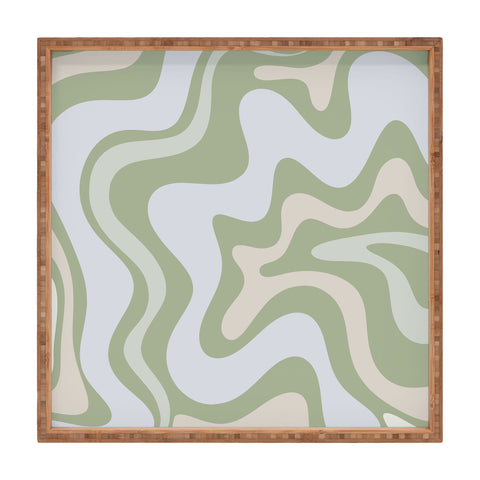 Kierkegaard Design Studio Liquid Swirl Contemporary Light Sage Square Tray